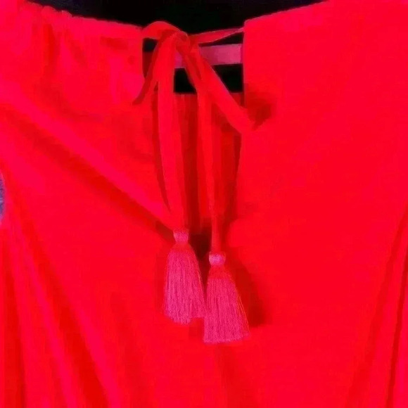ATHLETA Martinique Neon Coral Easy Shift Dress Size Small Tassel Wrap - Picture 7 of 11